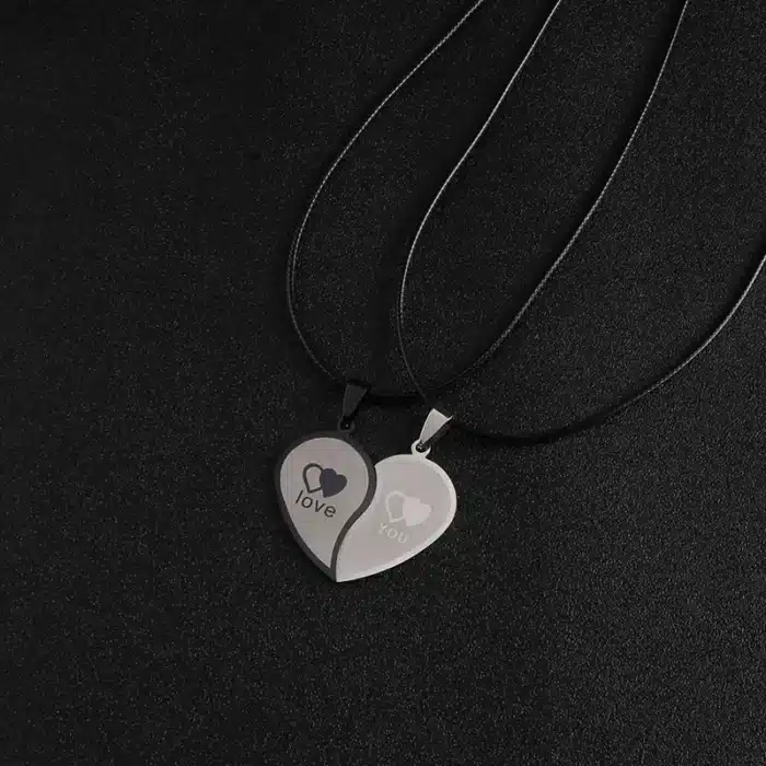 Collier coeur separable couple 4