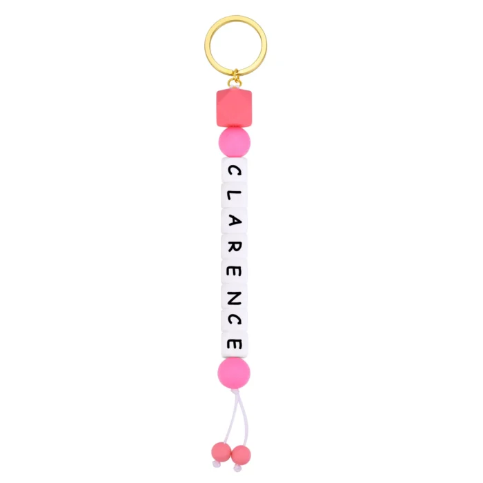 Porte clé couple prénom perles 4