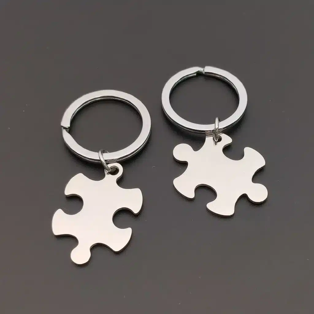Porte clé puzzle couple personnalisable