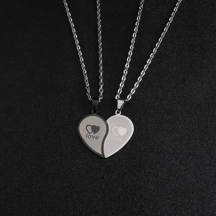 Collier coeur separable couple 2