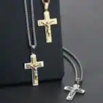 Collier pendentif jésus croix en acier inoxydable couple 1
