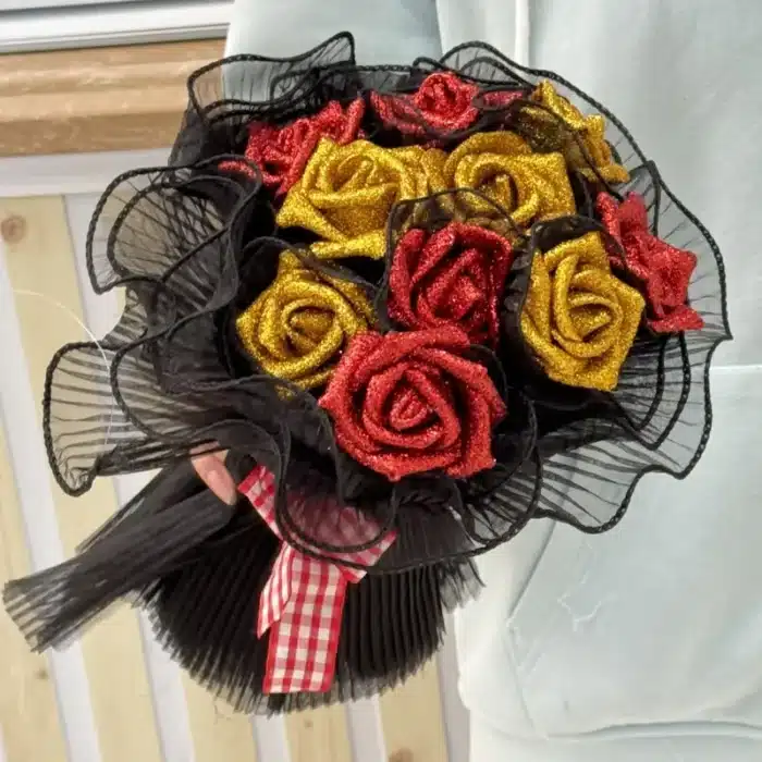 Bouquet de rose éternelle paillette 12