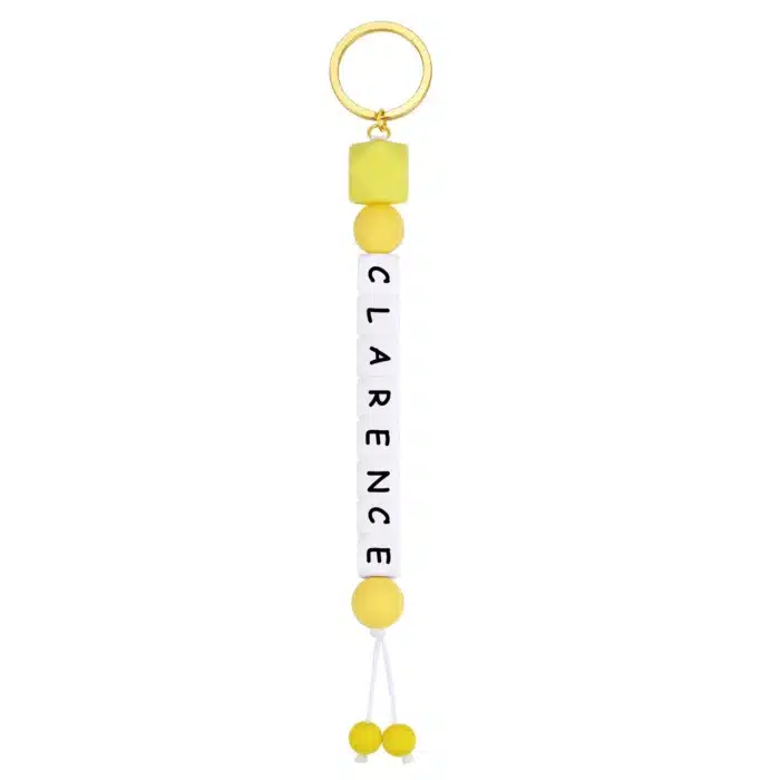 Porte clé couple prénom perles 3