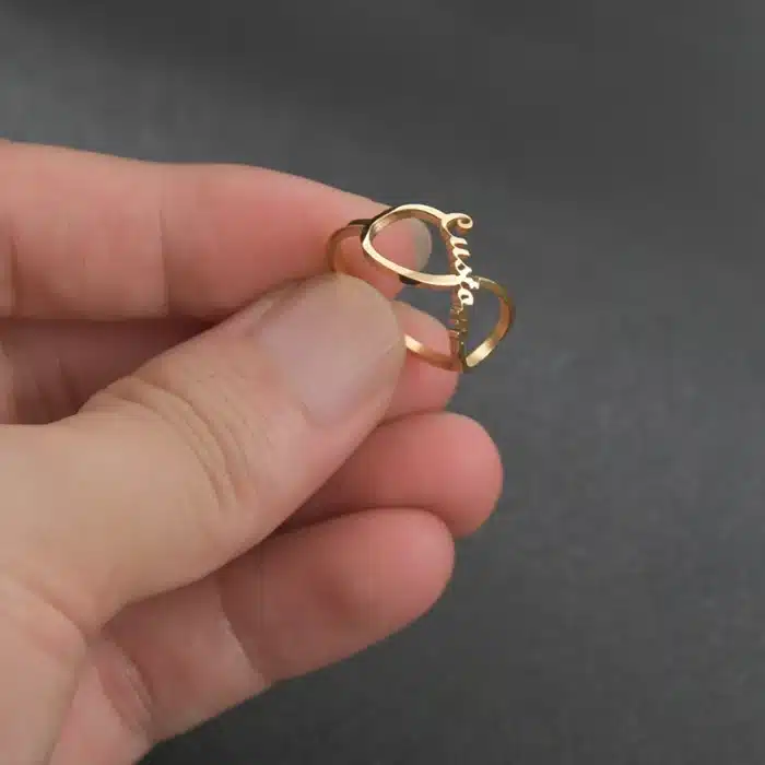 Bague couple cœur infini personnalisée 1
