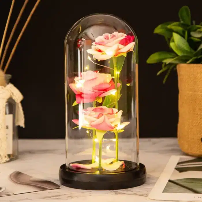 3 roses éternelles cloche 2