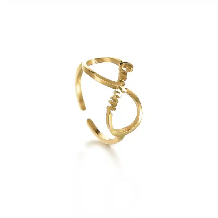 Bague couple cœur infini personnalisée 2