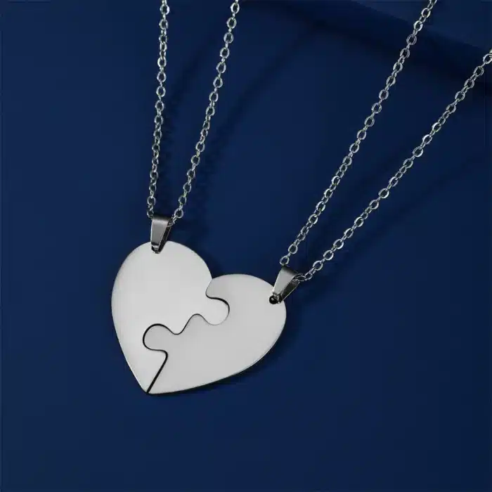 Coeur en deux collier couple 2