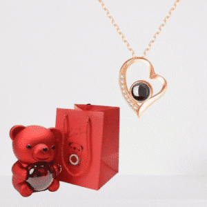 Coffret rose éternelle avec bijoux