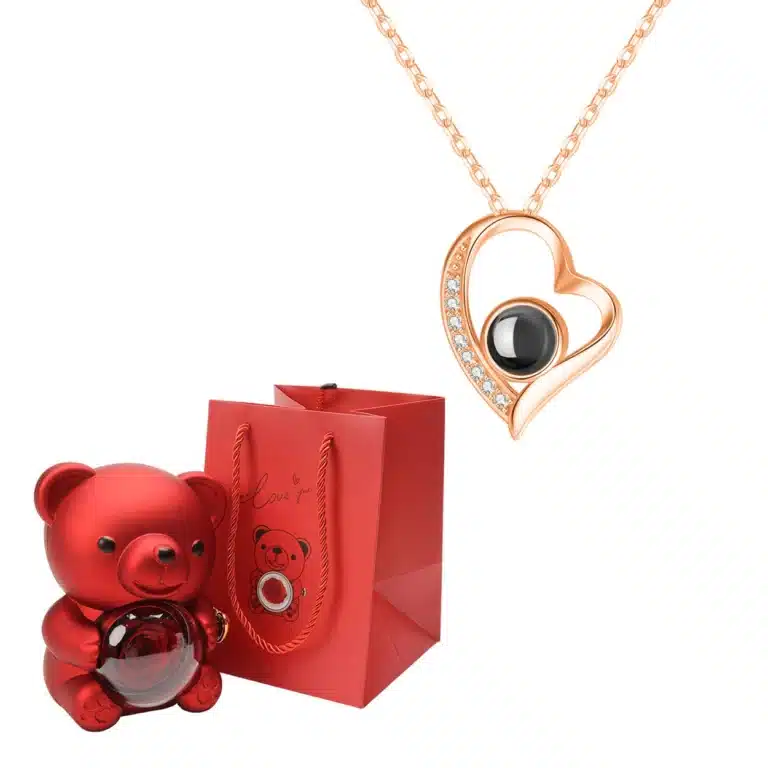 Coffret rose éternelle avec bijoux 5