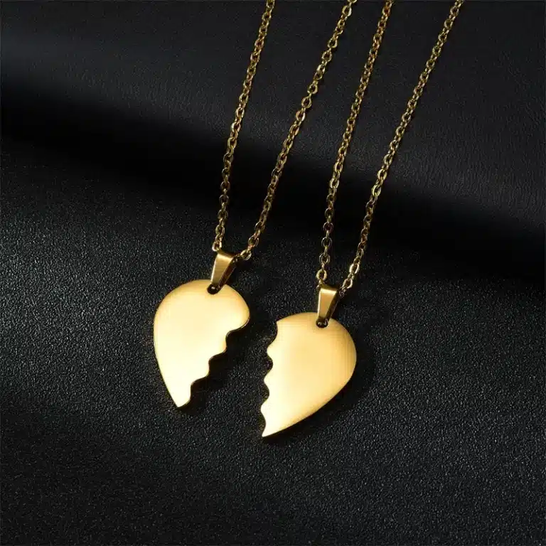 Collier coeur couple gravé 2