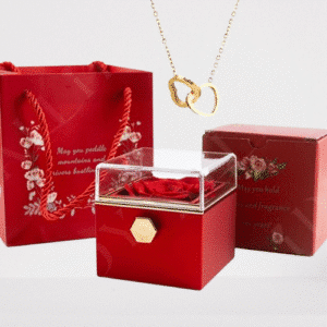Coffret rose éternelle avec collier gravé