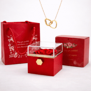 Coffret rose éternelle avec collier gravé