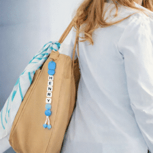 Porte clé couple prénom perles