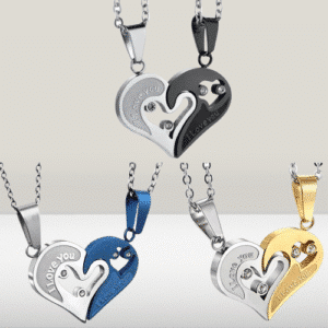 Collier coeur moitié pour couple