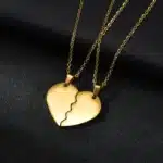 Collier couple personnalisé coeur brisé gravé 3