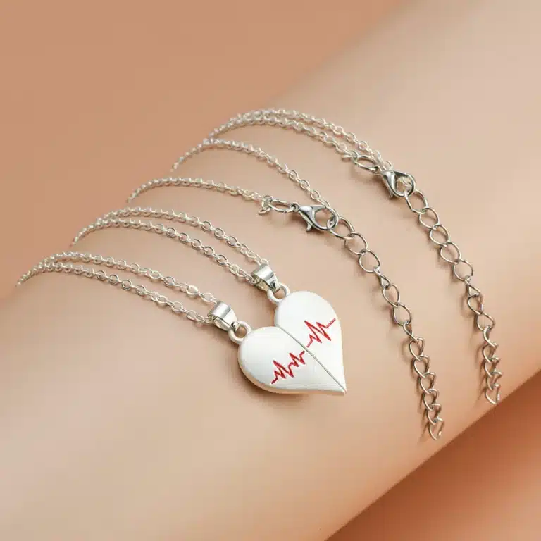 Collier coeur separable couple argent 5