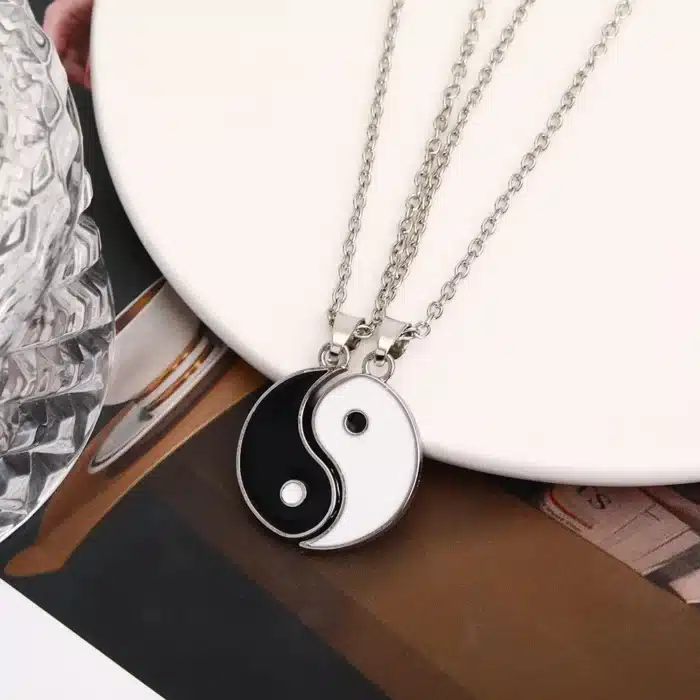 Collier couple argent yin yang 2