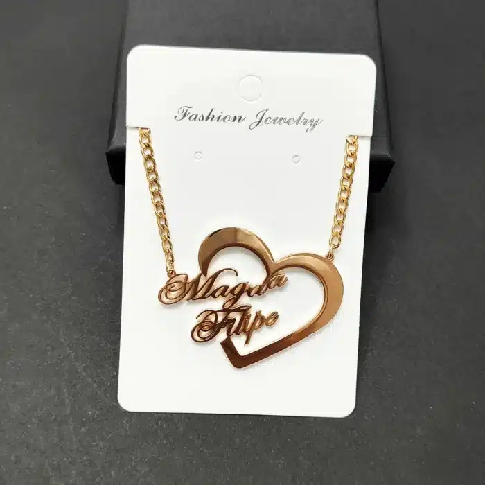 Collier couple personnalisé médaillon 2
