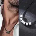 Collier en cuir couple gravé 1