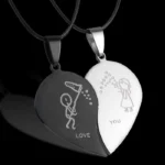Collier couple coeur brise amour 4