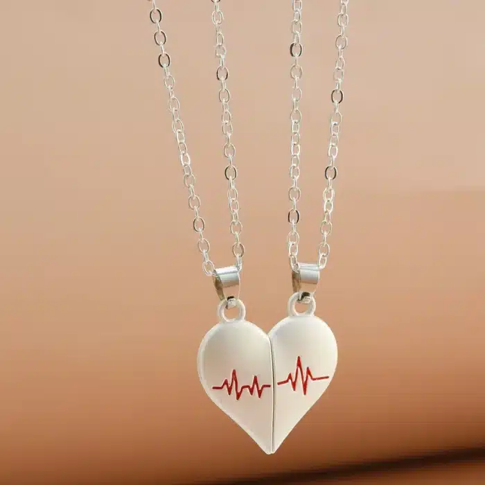 Collier coeur separable couple argent 6