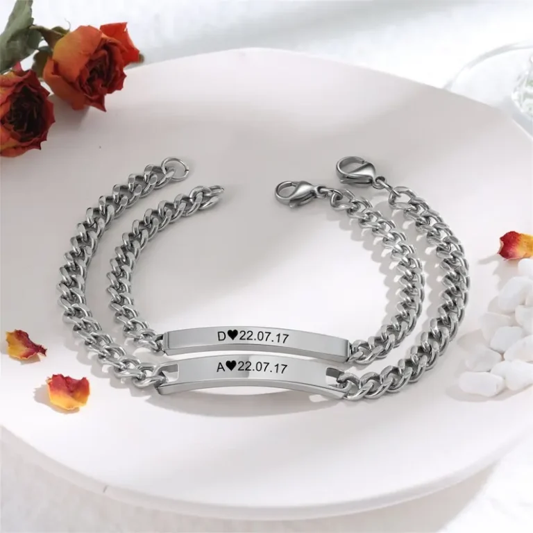 Bracelet couple avec gravure 1