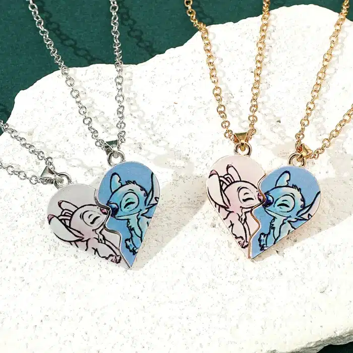 Collier coeur separable couple Lilo Stitch 1