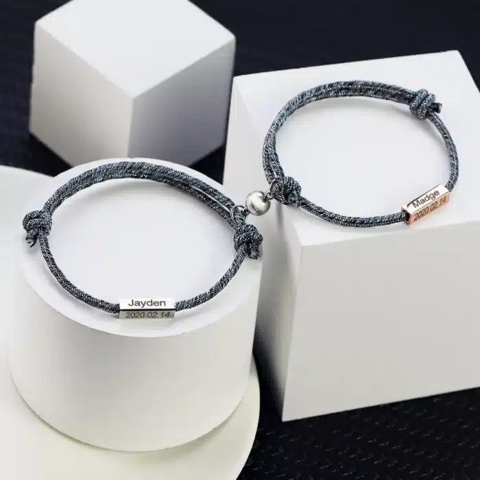 Bracelet cordon personnalisé couple 2