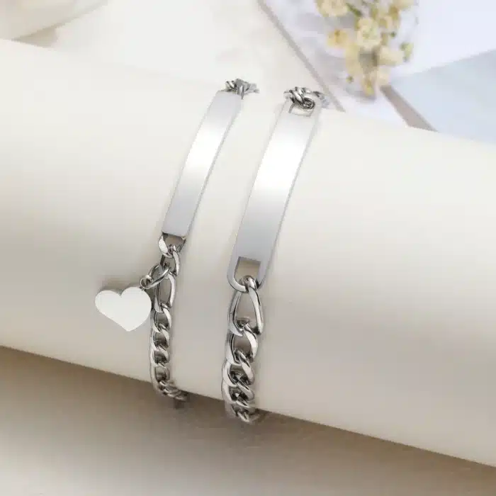 Bracelet couple avec date mixte 5