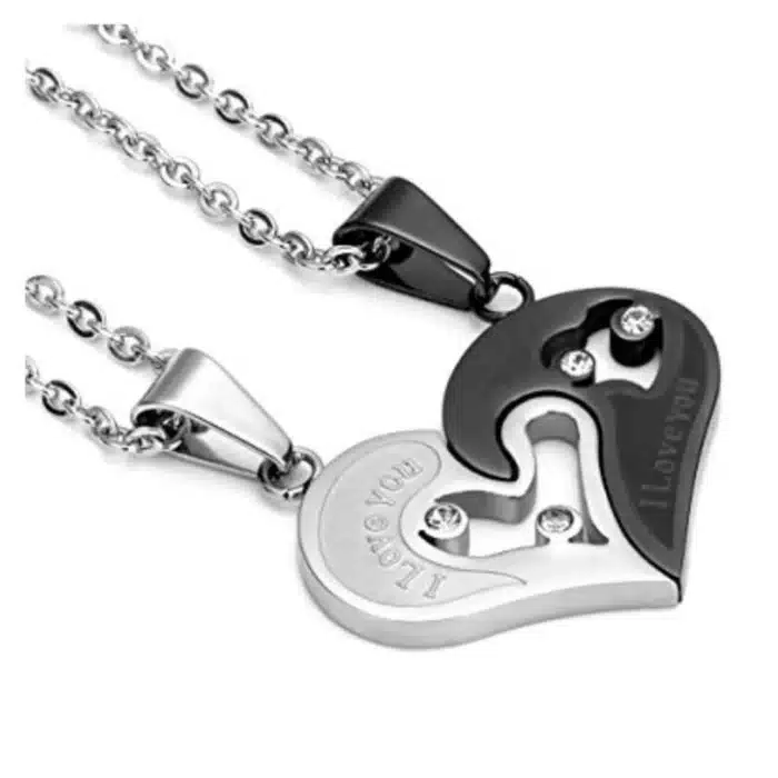 Collier coeur moitié pour couple 4