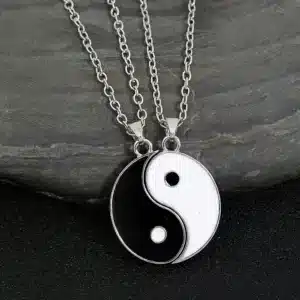 Collier couple argent yin yang 1