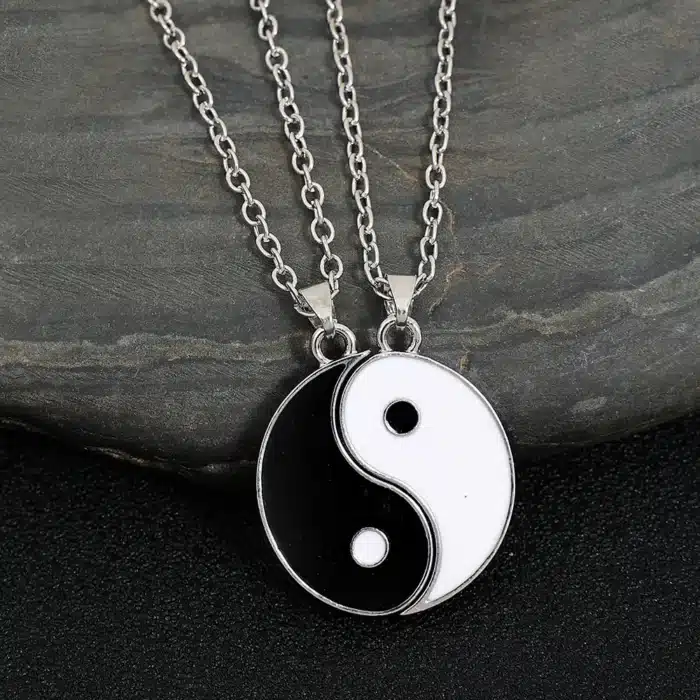 Collier couple argent yin yang 1