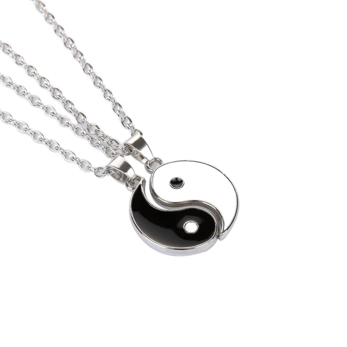 Collier couple argent yin yang 4