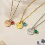 Collier couple avec pierre de naissance 1