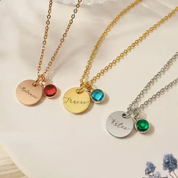 Collier couple avec pierre de naissance 1