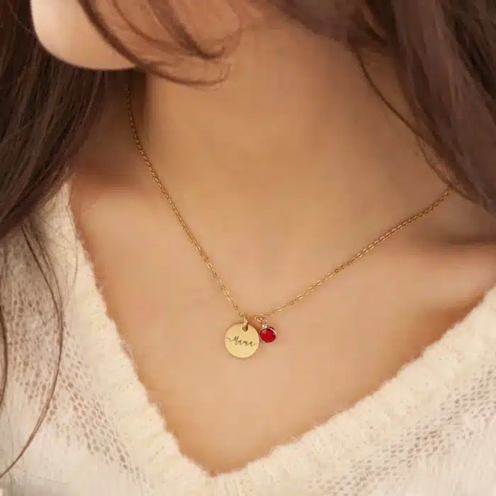 Collier couple avec pierre de naissance 2