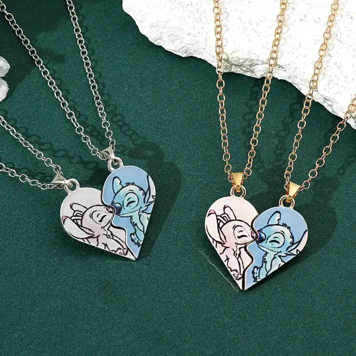 Collier coeur separable couple Lilo Stitch 2