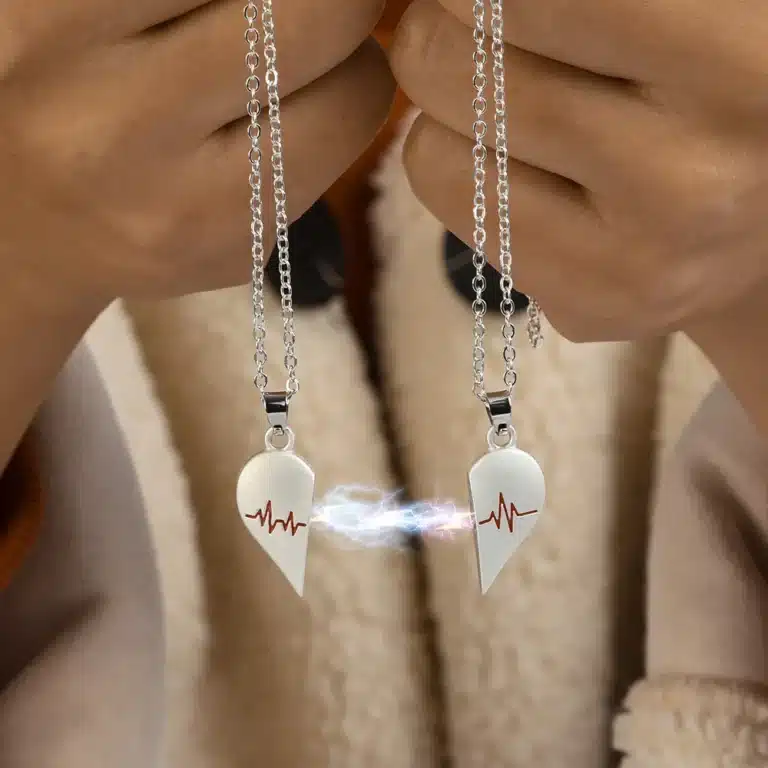 Collier coeur separable couple argent 4