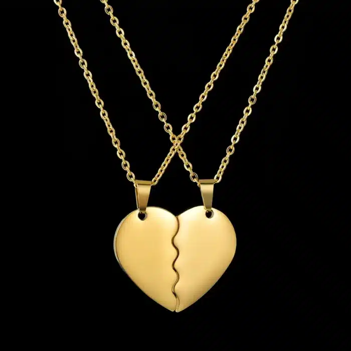 Collier couple personnalisé coeur brisé gravé 6