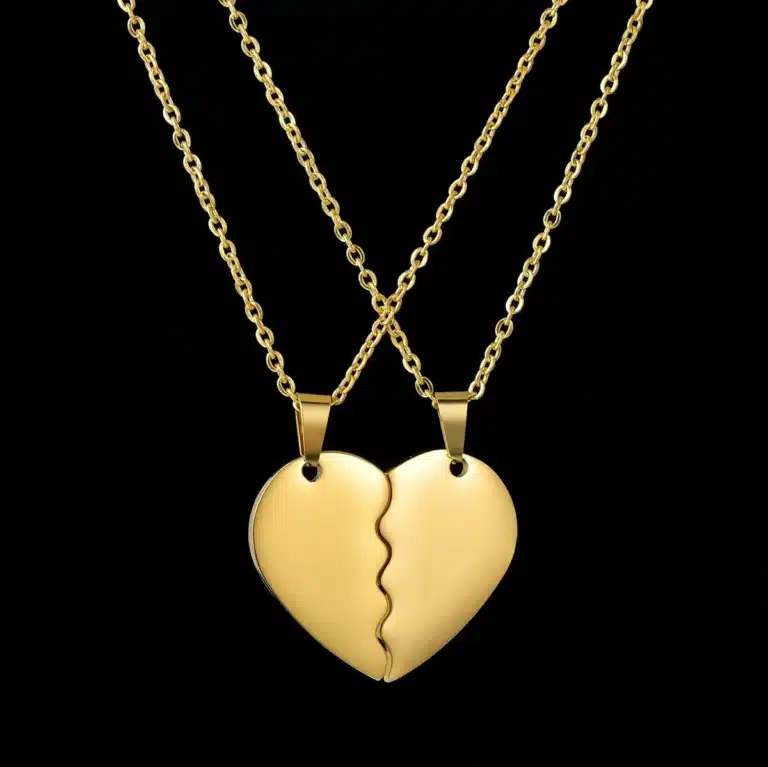 Collier couple personnalisé coeur brisé gravé 6