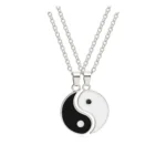 Collier couple argent yin yang 3