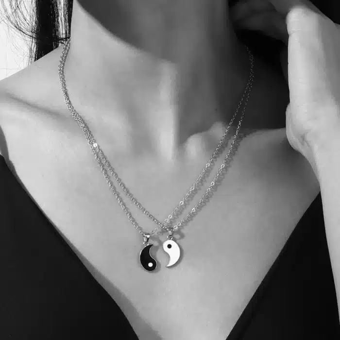 Collier couple argent yin yang 5