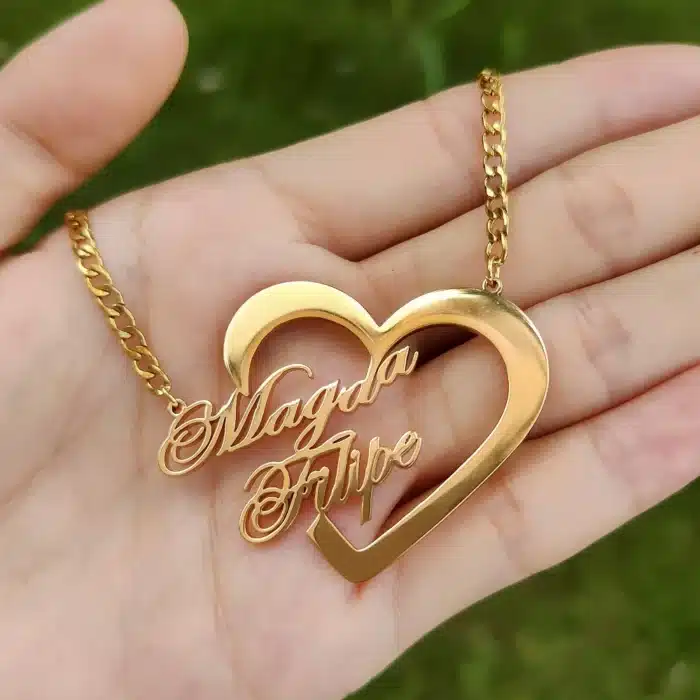 Collier couple personnalisé médaillon 1