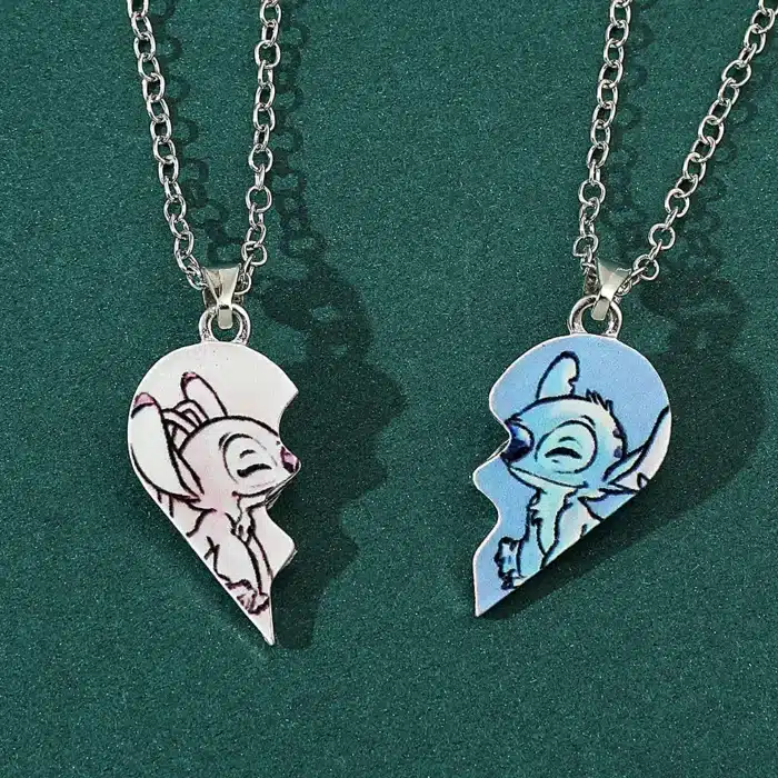 Collier coeur separable couple Lilo Stitch 3