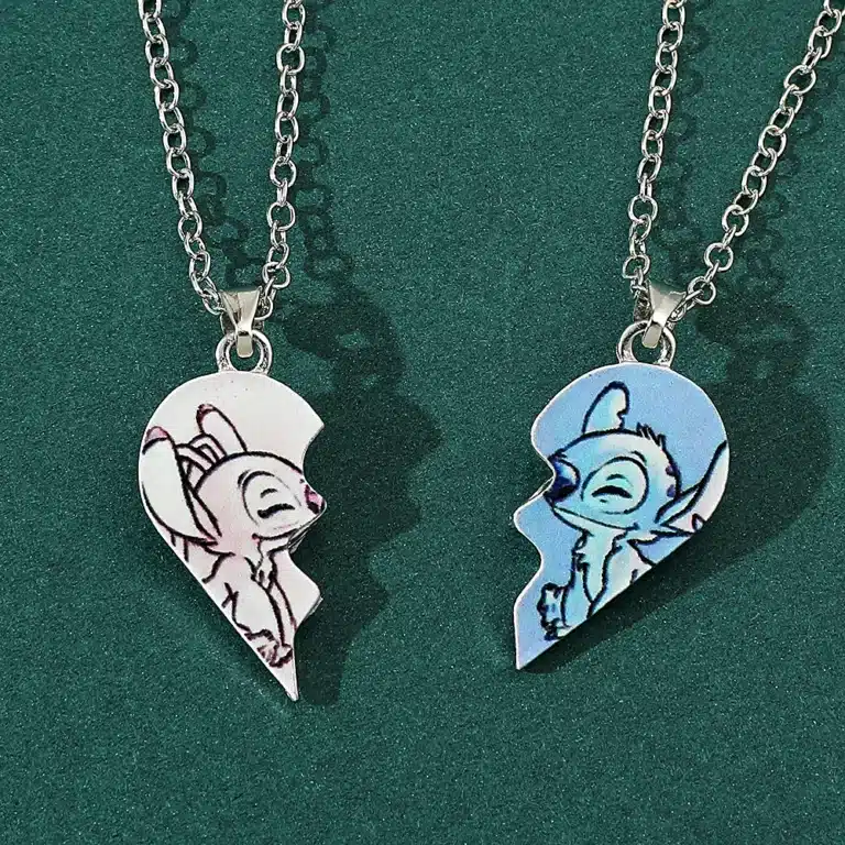 Collier coeur separable couple Lilo Stitch 3