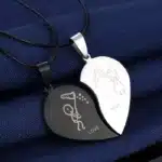 Collier couple coeur brise amour 5