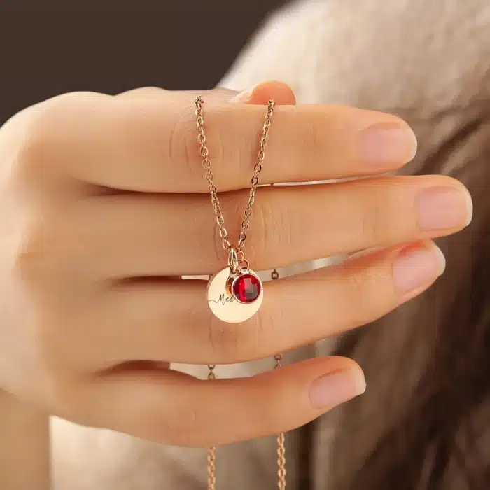 Collier couple avec pierre de naissance 3