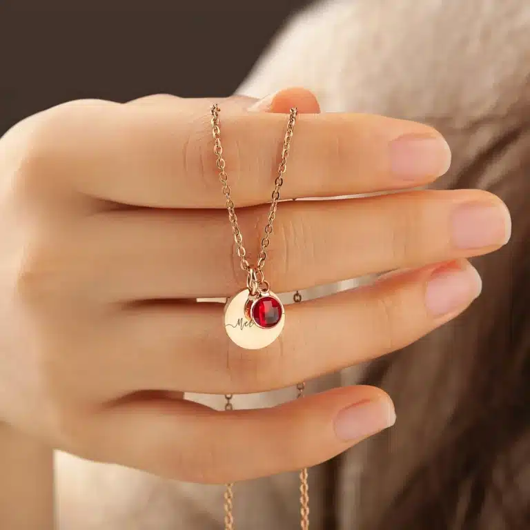 Collier couple avec pierre de naissance 3