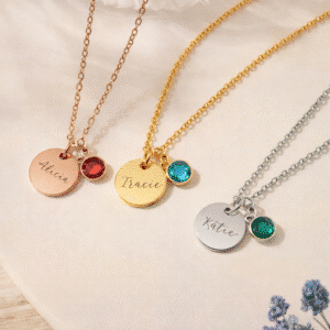 Collier couple avec pierre de naissance