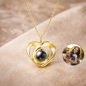 Collier couple personnalisé projection photo